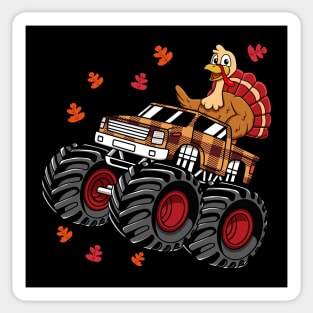 Funny Thanksgiving Turkey Riding Monster Truck Sticker